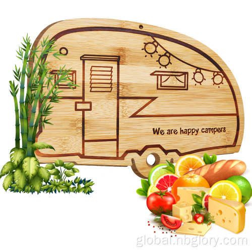 Chopping Board RV Cutting Board Campsite Retro Happy Camper Bamboo Wood Camper Chopping Board Perfect Serving Tray for Vegetables Fruit Cheese Supplier